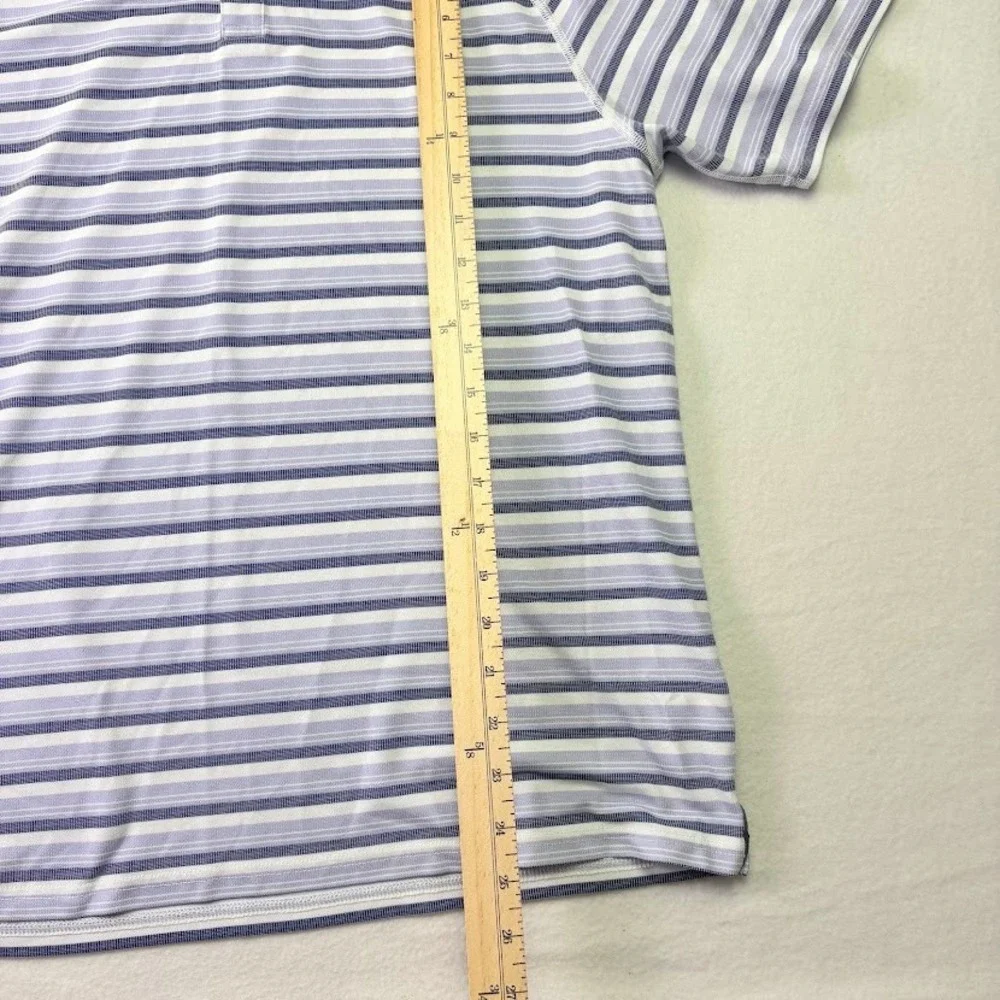 Rhone Polo Shirt Mens Medium Blue Striped Short Sleeve Performance - Picture 3 of 4